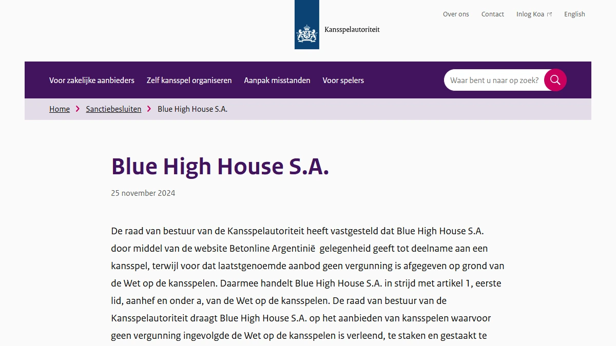 Actuele officiële BetOnline-casino-interface met navigatie en productomgeving
